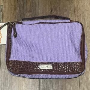NWT Samantha Brown Travel Accessory Bag Lavender Camel Croc Makeup Toiletry Glam
